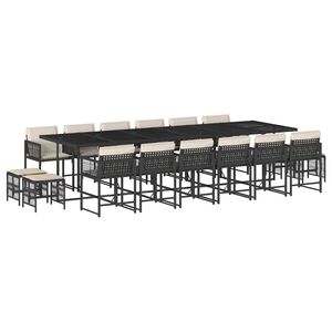 vidaXL Set de muebles jard&iacute;n 17 pzas con cojines rat&aacute;n sint&eacute;tico negro
