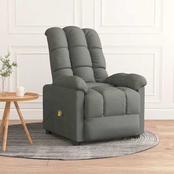 vidaXL Sill&oacute;n de masaje de tela gris oscuro