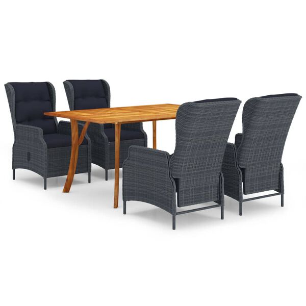 vidaXL Juego de comedor para jard&iacute;n de 5 piezas gris oscuro