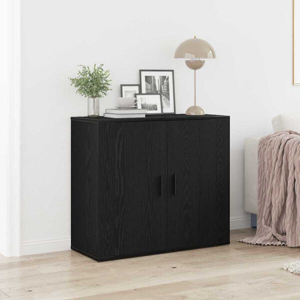 vidaXL Vitrina Roble Negro 80 x 33 x 70 cm Madera contrachapada