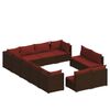 vidaXL Set de muebles de jard&iacute;n 12 pzas cojines rat&aacute;n sint&eacute;tico marr&oacute;n