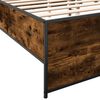 vidaXL Estructura cama madera ingenier&iacute;a metal roble ahumado 135x190cm