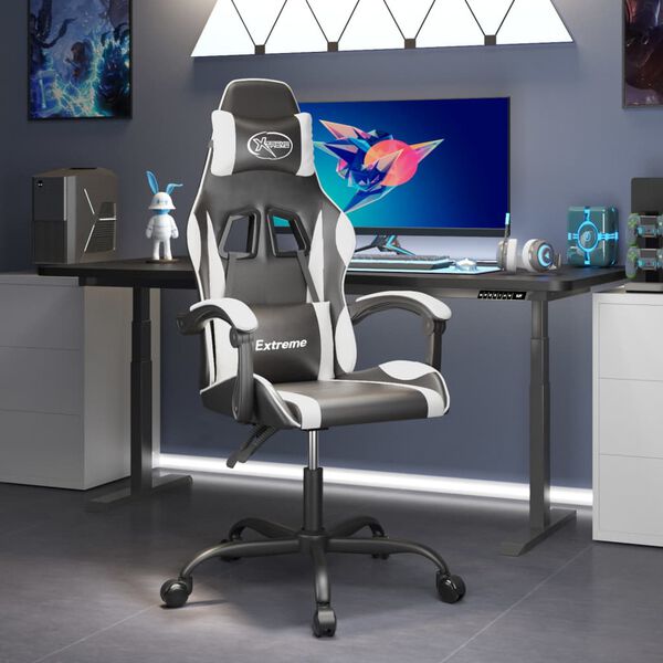 vidaXL Silla gaming cuero sint&eacute;tico negro y blanco