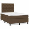 vidaXL Cama box spring con colch&oacute;n y LED tela marr&oacute;n oscuro 120x190 cm