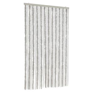 vidaXL Cortina antimoscas chenilla gris claro y blanco 100x220 cm