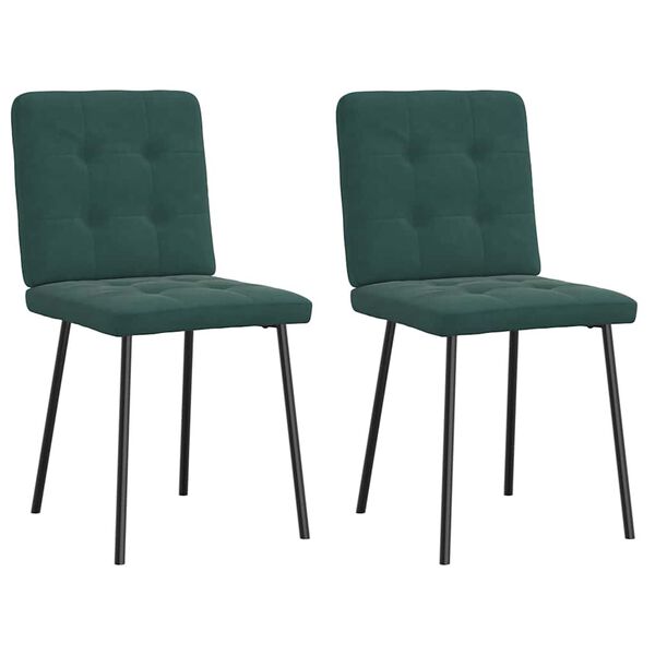 vidaXL Sillas de comedor 2 unidades terciopelo verde oscuro