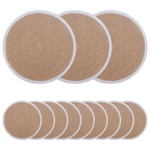 vidaXL Manteles de yute 12 uds. Natural y Blanco 100% yute tosas