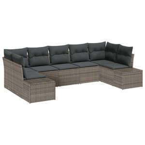vidaXL Conjunto de sof&aacute;s de jard&iacute;n 7 uds. 7-N&uacute;mero de plazas Gris