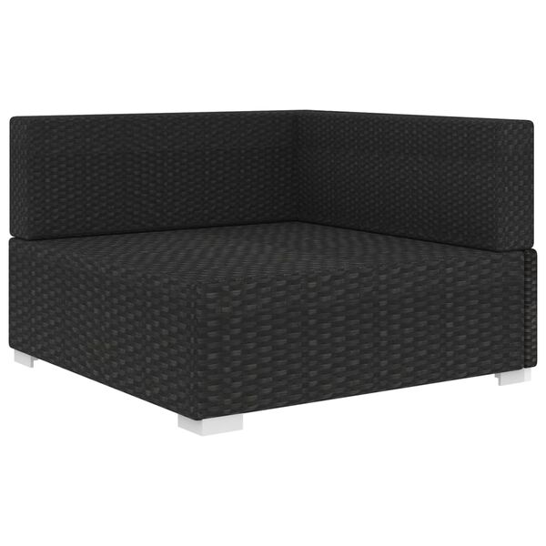 vidaXL Asiento seccional de esquina con cojines 1 ud ratán PE negro