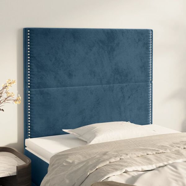 vidaXL Cabecero de cama azul oscuro 90x5x118/128 cm Terciopelo