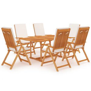 vidaXL Juego de comedor para jard&iacute;n 7 piezas teca maciza y cojines