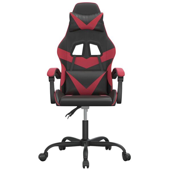 vidaXL Silla gaming giratoria cuero sint&eacute;tico negro y rojo vino tinto