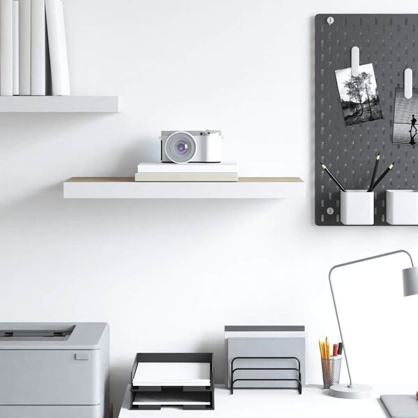 vidaXL Estante flotante de pared MDF roble y blanco 60x23,5x3,8 cm