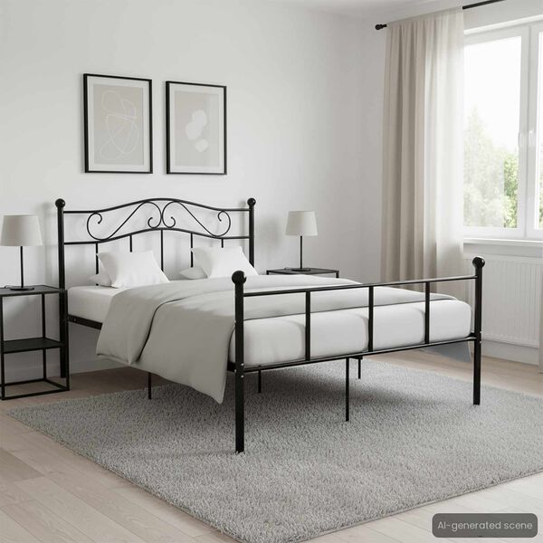 vidaXL Estructura de cama sin colch&oacute;n metal negro 120x200 cm