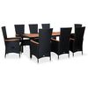 vidaXL Set comedor jard&iacute;n 9 pzas rat&aacute;n sint&eacute;tico y madera acacia negro