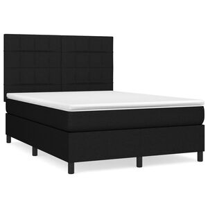 vidaXL Cama box spring con colch&oacute;n tela negro 140x190 cm