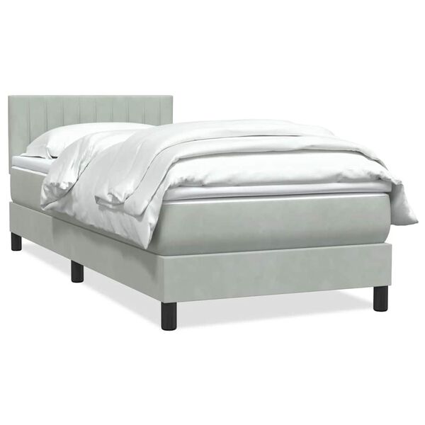 vidaXL Cama box spring con colch&oacute;n terciopelo gris claro 100x220 cm