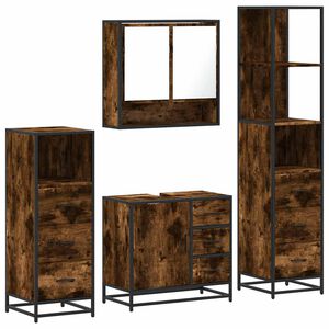 vidaXL Set de muebles ba&ntilde;o 4 pzas madera contrachapada roble ahumado