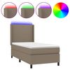 vidaXL Cama box spring colch&oacute;n y luces LED tela gris taupe 90x190 cm