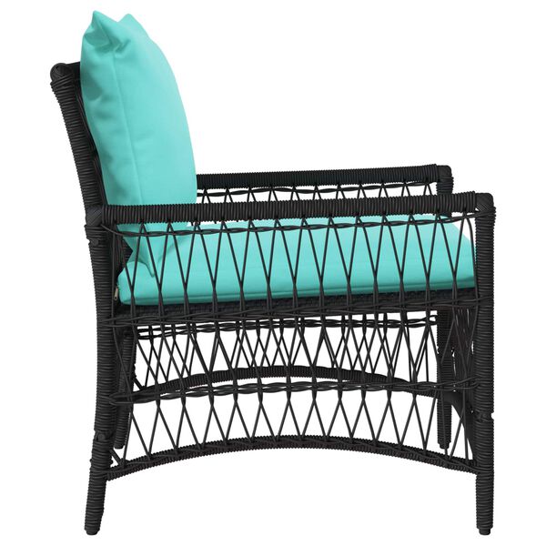 vidaXL Silla de Jard&iacute;n con coj&iacute;n Negro 73 x 61 x 77 cm rat&aacute;n sint&eacute;tico
