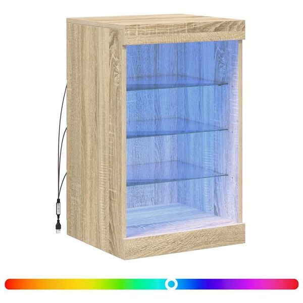 vidaXL Aparador con luces LED roble Sonoma 41x37x67 cm