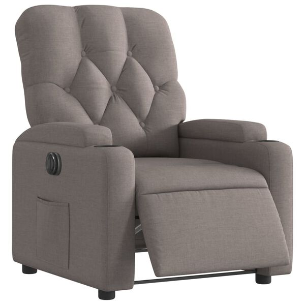 vidaXL Sillón reclinable eléctrico tela gris taupé