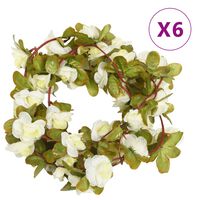 vidaXL Guirnaldas de flores artificiales 6 uds blanco 250 cm