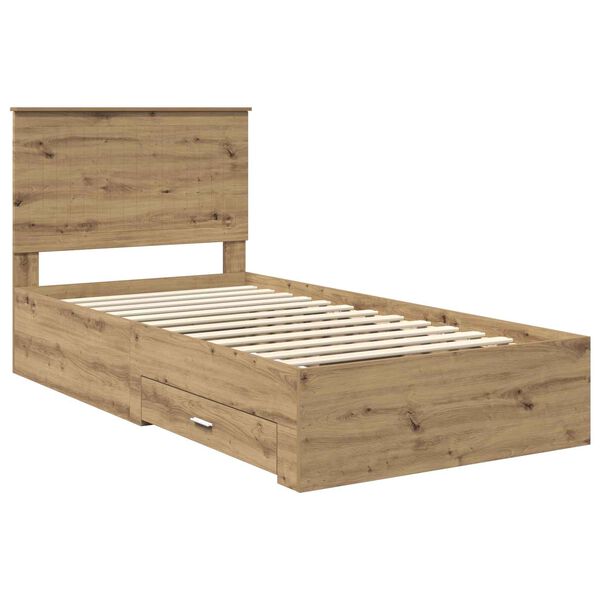 vidaXL Estructura de cama con cabecera Roble artesanal 100 x 200 cm