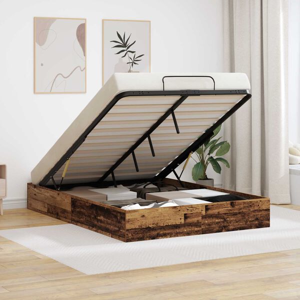 vidaXL Estructura de Cama Ottoman Madera vieja 193 x 120 x 25 cm