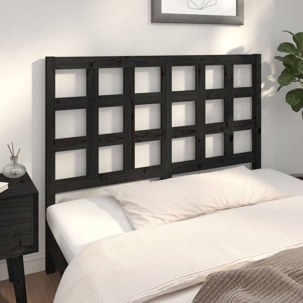 vidaXL Cabecero de cama madera maciza de pino negro 125,5x4x100 cm