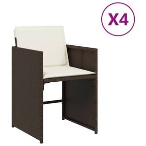 vidaXL Sillas de jard&iacute;n con cojines 4 unidades rat&aacute;n sint&eacute;tico marr&oacute;n