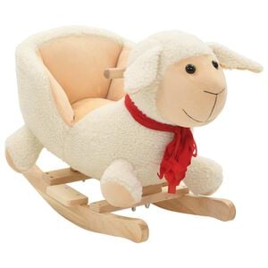 vidaXL Oveja balanc&iacute;n de peluche con respaldo blanco 60x32x50 cm