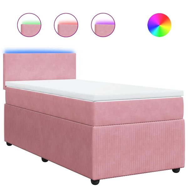 vidaXL Cama box spring con colch&oacute;n terciopelo rosa 90x190 cm