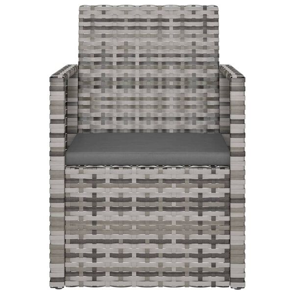 vidaXL Muebles de jard&iacute;n con cojines 3 piezas rat&aacute;n sint&eacute;tico gris