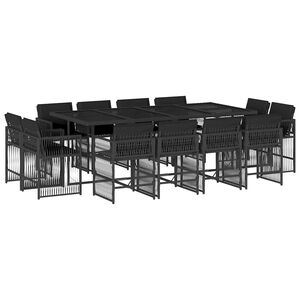vidaXL Set comedor de jard&iacute;n con cojines 13 pzas rat&aacute;n sint&eacute;tico negro