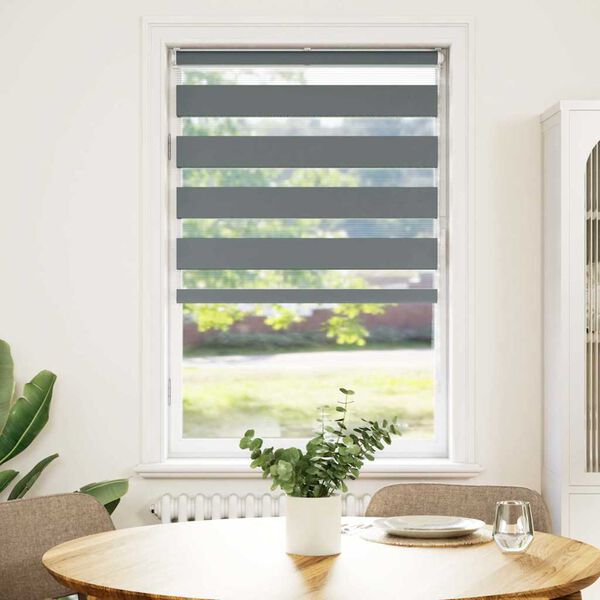 vidaXL Estor cebra gris oscuro 80x150cm tejido ancho 75,9 cm poli&eacute;ster