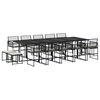 vidaXL Set comedor de jard&iacute;n con cojines 15 pzas rat&aacute;n sint&eacute;tico negro