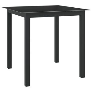 vidaXL Mesa de jard&iacute;n de aluminio y vidrio negro 80x80x74 cm