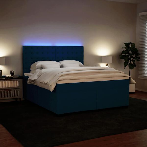 vidaXL Cama box spring con colch&oacute;n terciopelo azul 180x200 cm