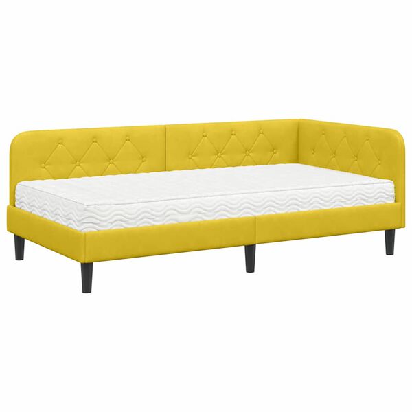 vidaXL Estructura de cama en esquina Amarillo 100 x 200 cm Terciopelo