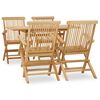 vidaXL Conjunto de comedor de jard&iacute;n 5 piezas madera maciza de teca