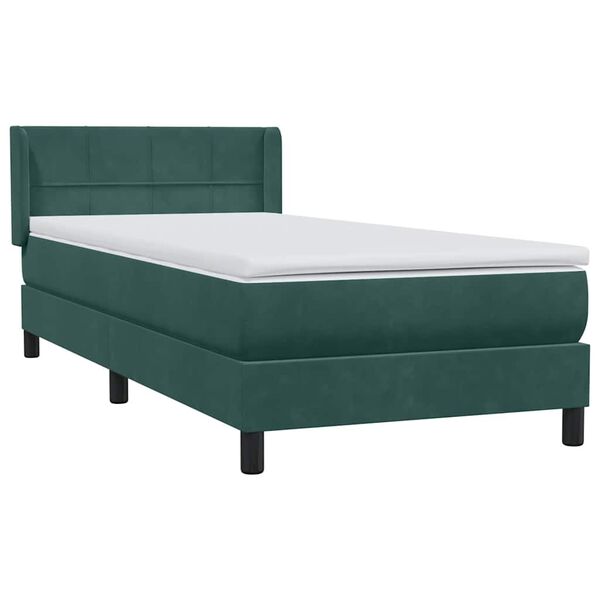 vidaXL Cama box spring con colch&oacute;n terciopelo verde oscuro 90x220 cm