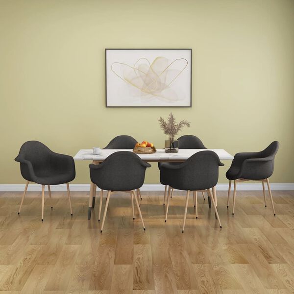 vidaXL Sillas de comedor 6 unidades tela gris oscuro