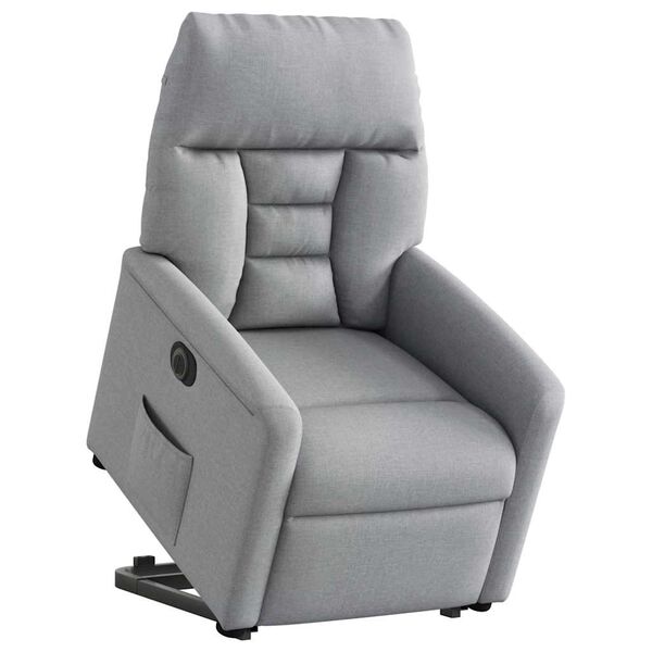 vidaXL Sill&oacute;n el&eacute;ctrico reclinable elevable de tela gris claro