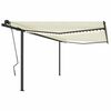 vidaXL Toldo retr&aacute;ctil manual con LED color crema 4,5x3 m