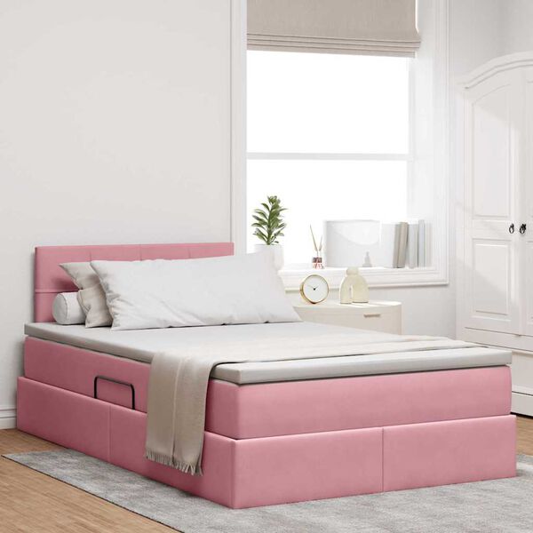 vidaXL Cama con almacenamiento Rosa 120 x 200 cm Terciopelo