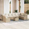 vidaXL Conjunto de sof&aacute; de jard&iacute;n 11 pcs Beige y rat&aacute;n sint&eacute;tico