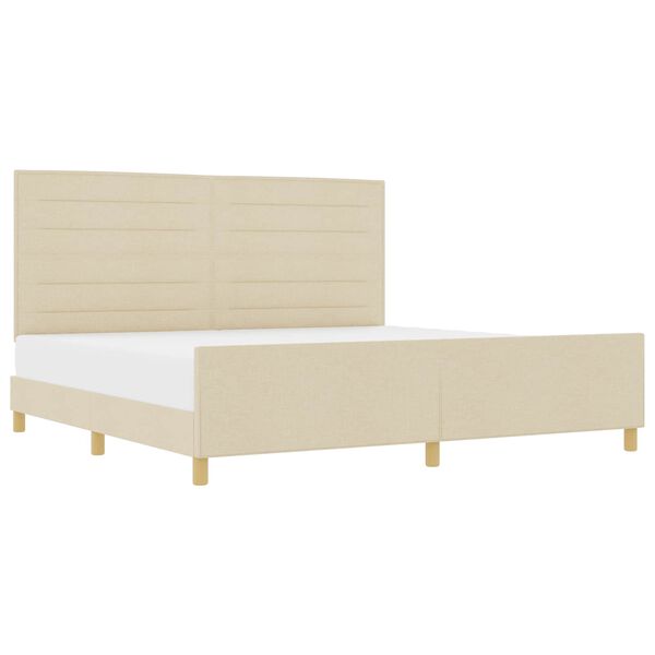 vidaXL Estructura de cama con cabecera Crema 200 x 200 cm tela