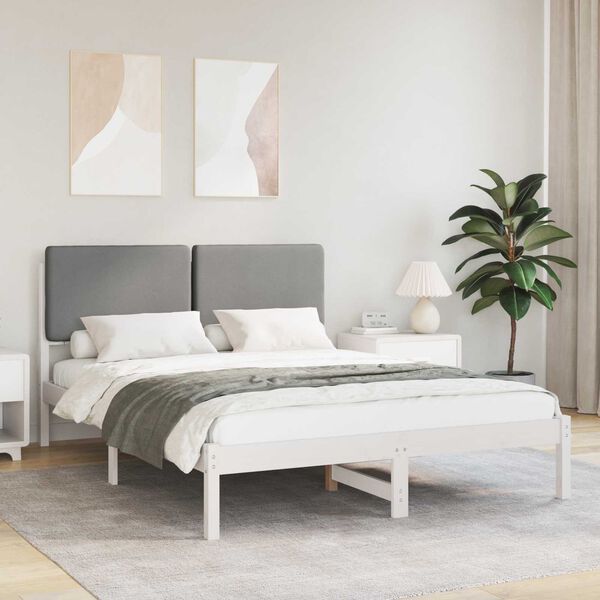 vidaXL Estructura de Cama con Cabecera Tapizada Gris Claro