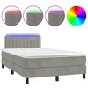 vidaXL Cama box spring colch&oacute;n y LED terciopelo gris claro 120x200 cm